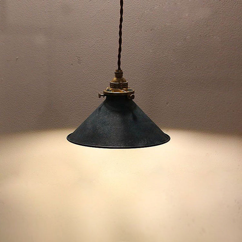 Traditional Vintage Cone Copper Metal 1-Light Pendant Light For Living Room