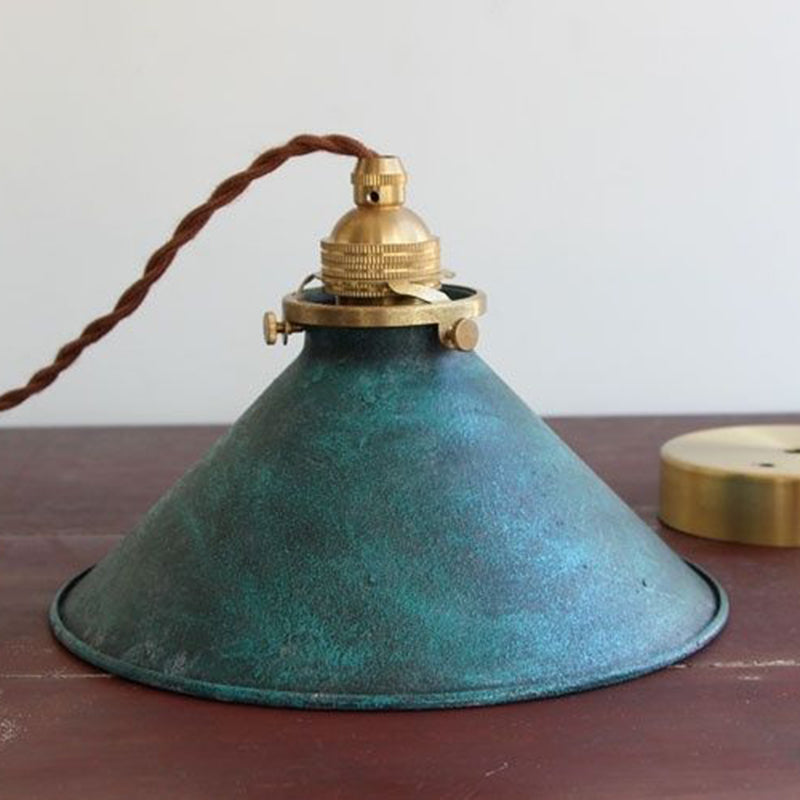 Traditional Vintage Cone Copper Metal 1-Light Pendant Light For Living Room