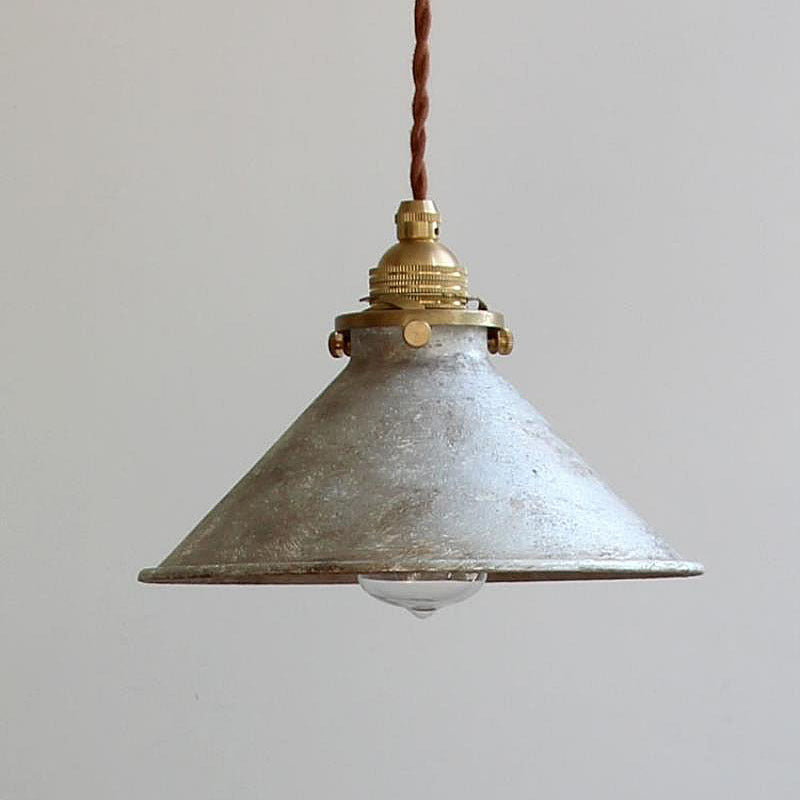 Traditional Vintage Cone Copper Metal 1-Light Pendant Light For Living Room