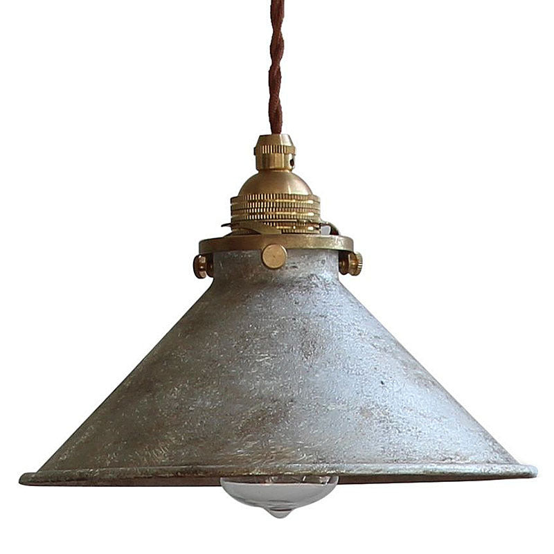Traditional Vintage Cone Copper Metal 1-Light Pendant Light For Living Room