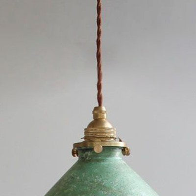 Traditional Vintage Cone Copper Metal 1-Light Pendant Light For Living Room