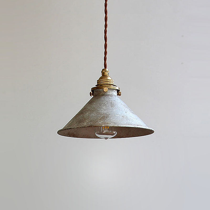 Traditional Vintage Cone Copper Metal 1-Light Pendant Light For Living Room