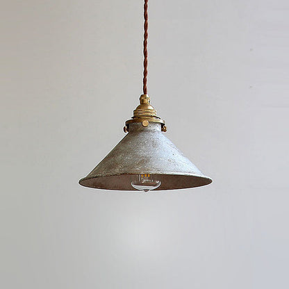 Traditional Vintage Cone Copper Metal 1-Light Pendant Light For Living Room