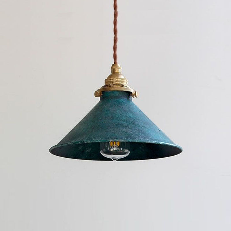 Traditional Vintage Cone Copper Metal 1-Light Pendant Light For Living Room