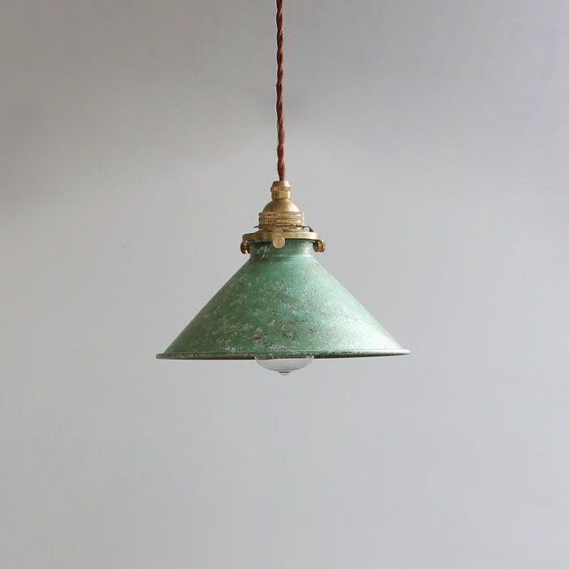 Traditional Vintage Cone Copper Metal 1-Light Pendant Light For Living Room