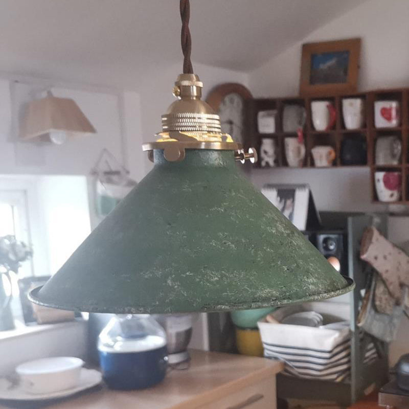 Traditional Vintage Cone Copper Metal 1-Light Pendant Light For Living Room