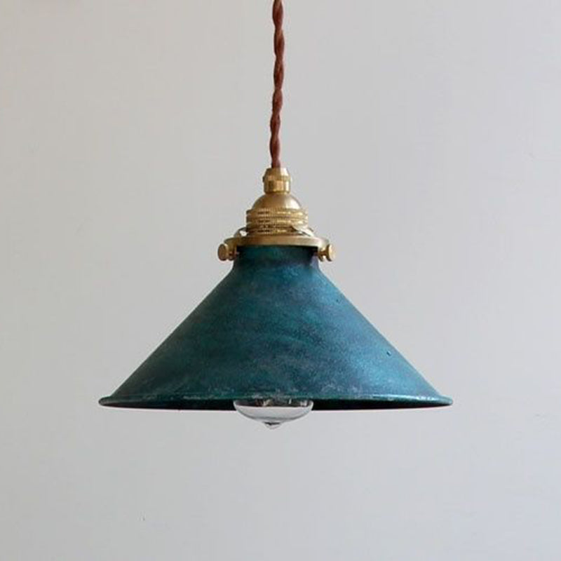 Traditional Vintage Cone Copper Metal 1-Light Pendant Light For Living Room