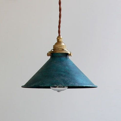 Traditional Vintage Cone Copper Metal 1-Light Pendant Light For Living Room