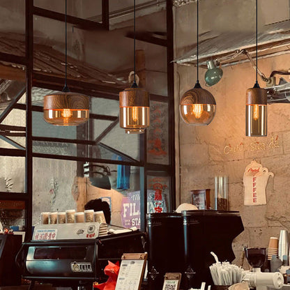 Modern Minimalist Lantern Cylinder Iron Glass 1-Light Pendant Light For Living Room
