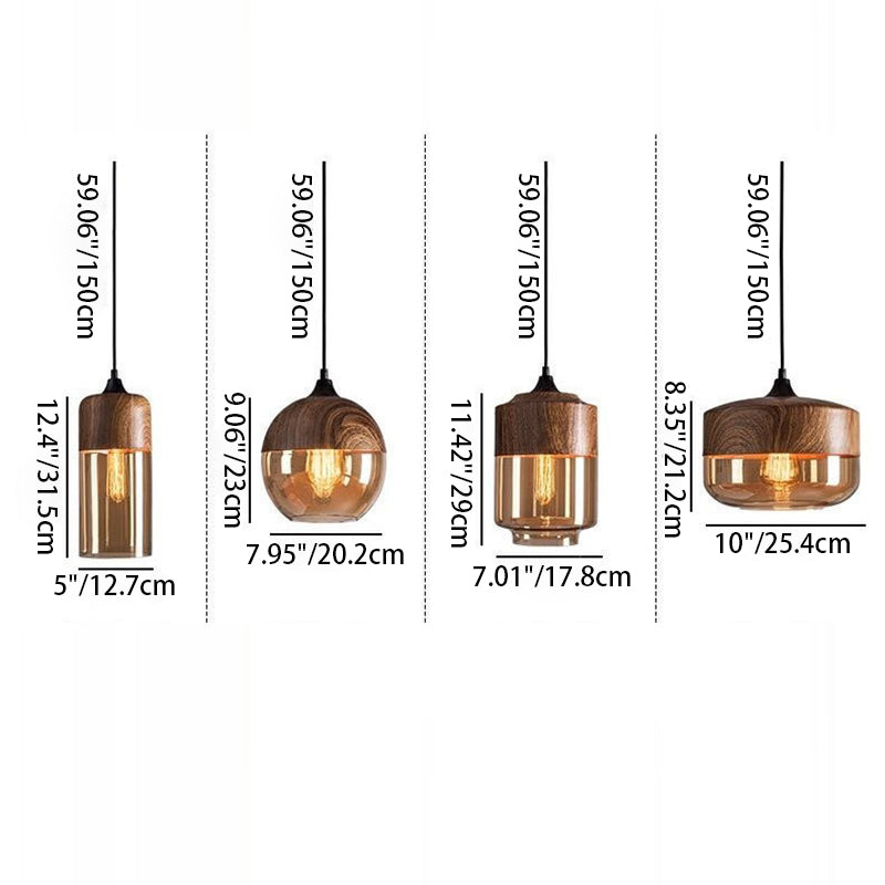 Modern Minimalist Lantern Cylinder Iron Glass 1-Light Pendant Light For Living Room