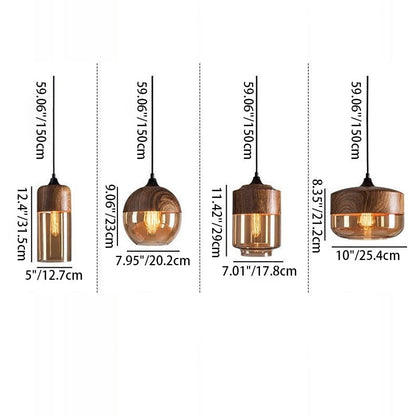 Modern Minimalist Lantern Cylinder Iron Glass 1-Light Pendant Light For Living Room