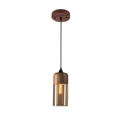 Modern Minimalist Lantern Cylinder Iron Glass 1-Light Pendant Light For Living Room