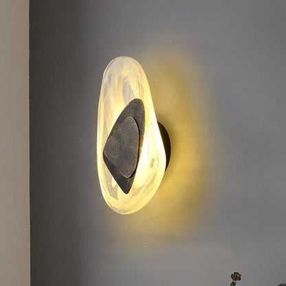 Contemporary Creative Oval Stainless Steel Glass LED Wall Sconce Lamp For Living Room