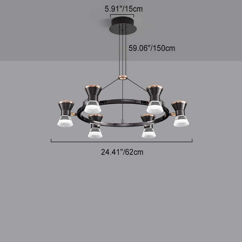 Modern Minimalist Round Metal Aluminum Acrylic LED Chandelier For Living Room