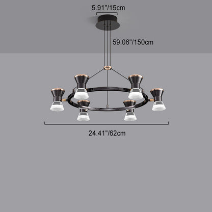 Modern Minimalist Round Metal Aluminum Acrylic LED Chandelier For Living Room