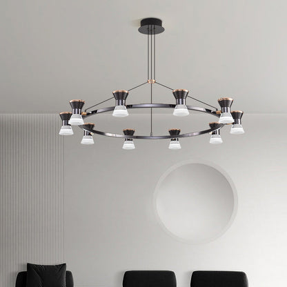 Modern Minimalist Round Metal Aluminum Acrylic LED Chandelier For Living Room