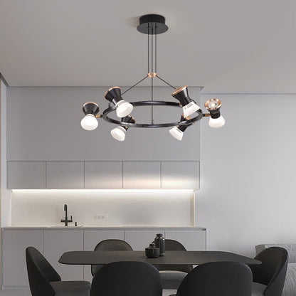 Modern Minimalist Round Metal Aluminum Acrylic LED Chandelier For Living Room