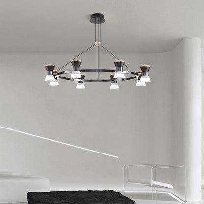 Modern Minimalist Round Metal Aluminum Acrylic LED Chandelier For Living Room