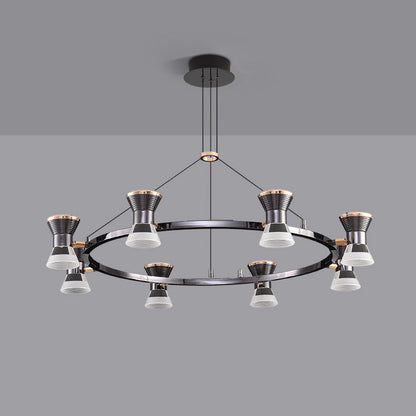 Modern Minimalist Round Metal Aluminum Acrylic LED Chandelier For Living Room