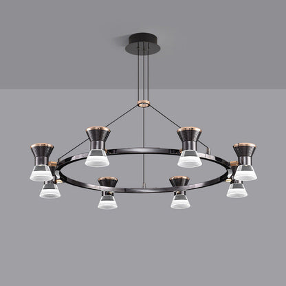 Modern Minimalist Round Metal Aluminum Acrylic LED Chandelier For Living Room