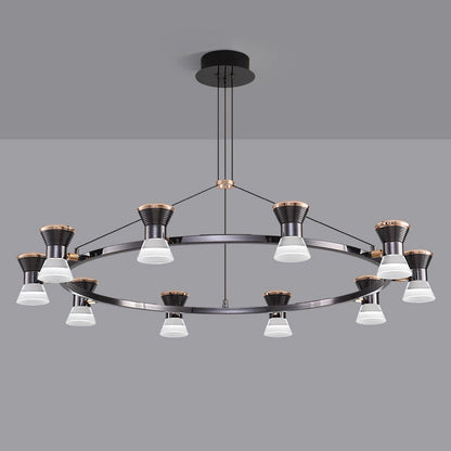Modern Minimalist Round Metal Aluminum Acrylic LED Chandelier For Living Room