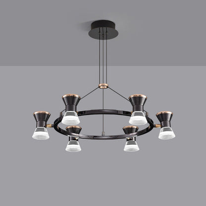 Modern Minimalist Round Metal Aluminum Acrylic LED Chandelier For Living Room
