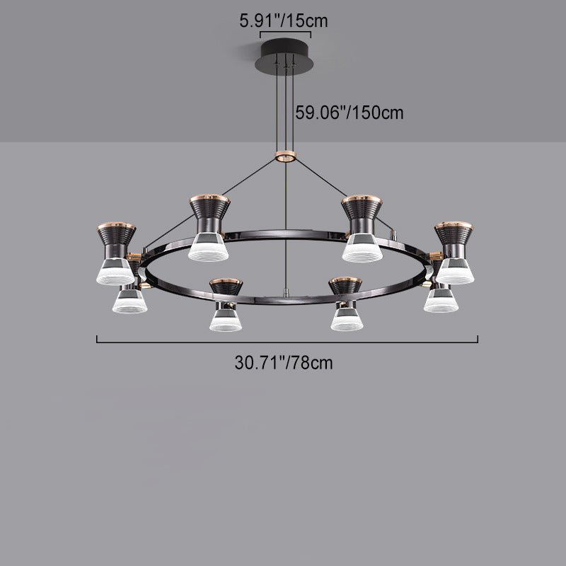 Modern Minimalist Round Metal Aluminum Acrylic LED Chandelier For Living Room