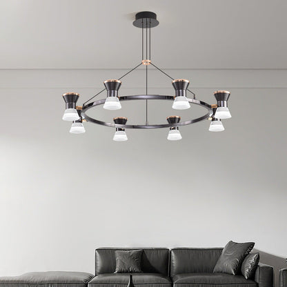 Modern Minimalist Round Metal Aluminum Acrylic LED Chandelier For Living Room