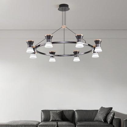 Modern Minimalist Round Metal Aluminum Acrylic LED Chandelier For Living Room