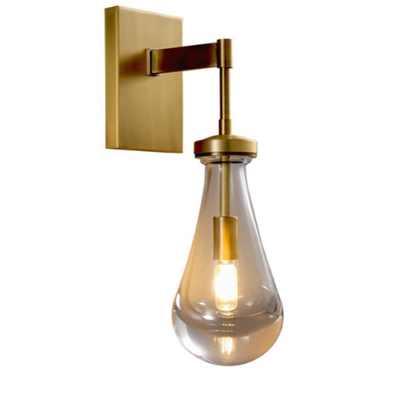 Modern Minimalist Water Drop Iron Crystal Glass 1-Light Wall Sconce Lamp For Bedroom