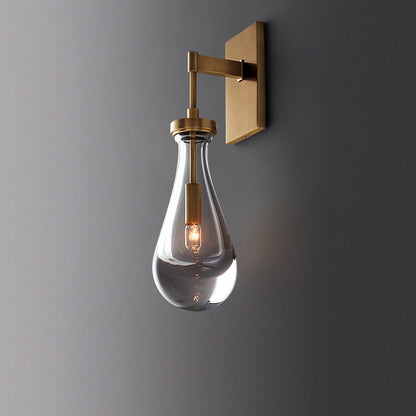 Modern Minimalist Water Drop Iron Crystal Glass 1-Light Wall Sconce Lamp For Bedroom