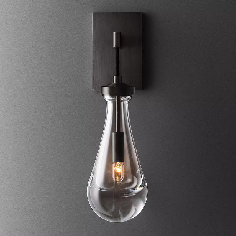 Modern Minimalist Water Drop Iron Crystal Glass 1-Light Wall Sconce Lamp For Bedroom