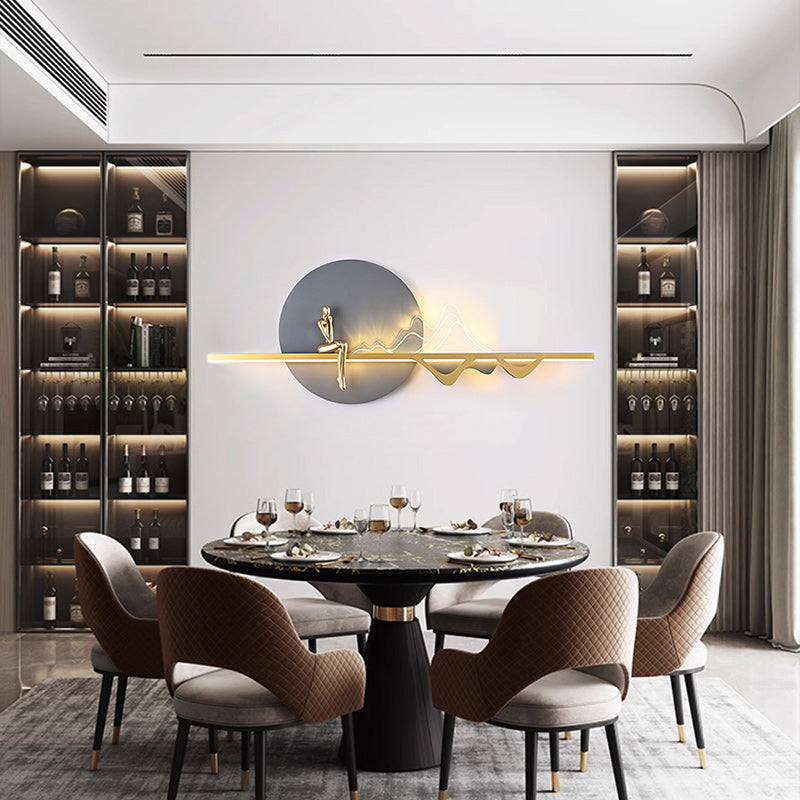 Contemporary Creative Round Iron Silicone Strip Acrylic LED Wall Sconce Lamp For Living Room