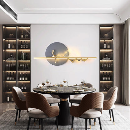 Contemporary Creative Round Iron Silicone Strip Acrylic LED Wall Sconce Lamp For Living Room