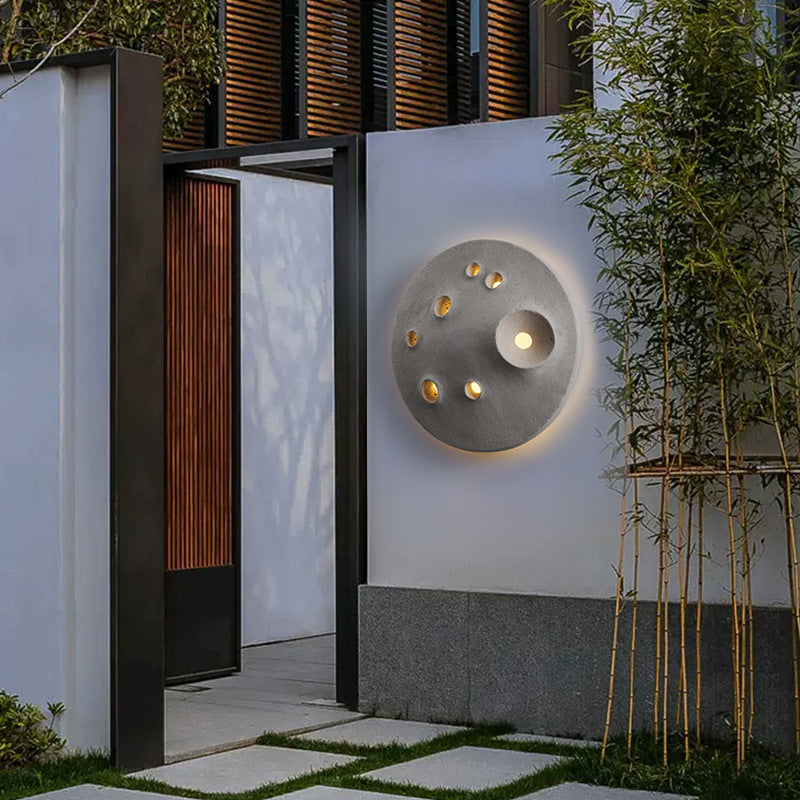 Contemporary Creative Moon Round Concrete LED Wall Sconce Lamp For Outdoor Patio