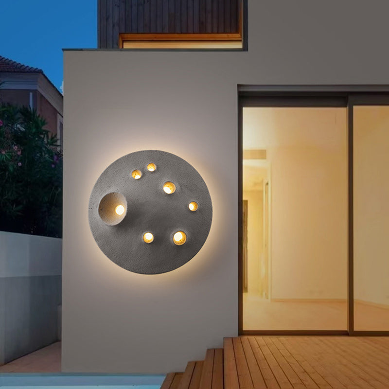 Contemporary Creative Moon Round Concrete LED Wall Sconce Lamp For Outdoor Patio