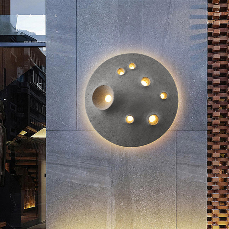 Contemporary Creative Moon Round Concrete LED Wall Sconce Lamp For Outdoor Patio