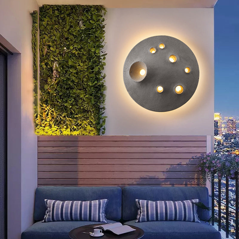 Contemporary Creative Moon Round Concrete LED Wall Sconce Lamp For Outdoor Patio