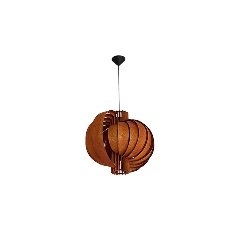 Traditional Vintage Sphere Solid Wood Metal 1-Light Pendant Light For Living Room