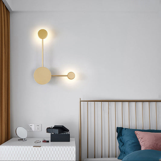 مصباح حائط LED دائري من الحديد الأكريليك على شكل نجمة الشمال بتصميم عصري بسيط لغرفة النوم 