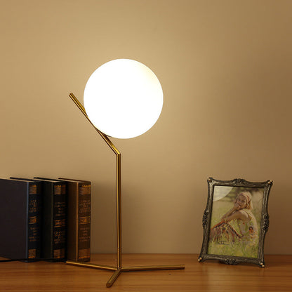 Modern Minimalist Sphere Iron Glass 1-Light Table Lamp For Bedroom