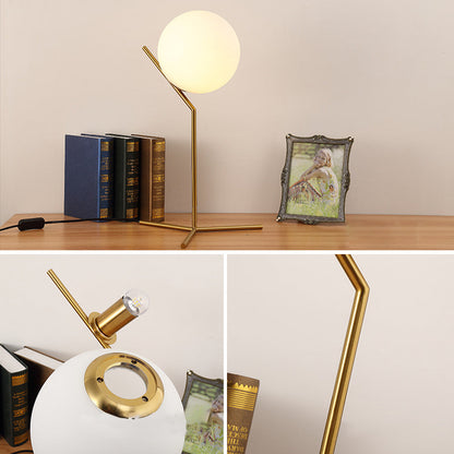 Modern Minimalist Sphere Iron Glass 1-Light Table Lamp For Bedroom