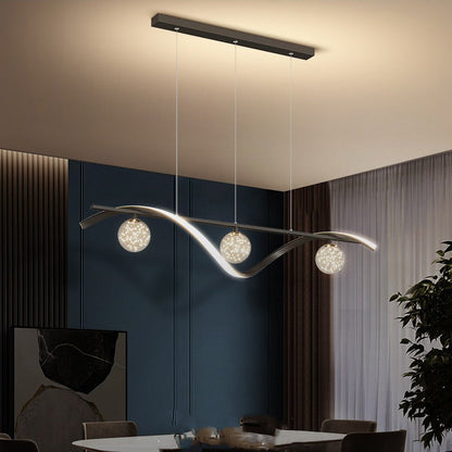 ثريا LED معاصرة من الحديد والألومنيوم بتصميم نجمة منحنية على الطراز الاسكندنافي لغرفة الطعام 