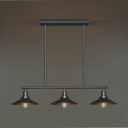 Traditional Rustic Disc Iron Aluminum Glass 3-Light Chandelier Island Light For Dining Room