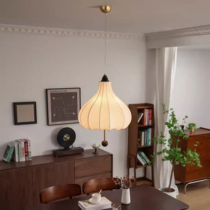Traditional French Chestnut Iron Fabric Ash Wood 1-Light Pendant Light For Bedroom