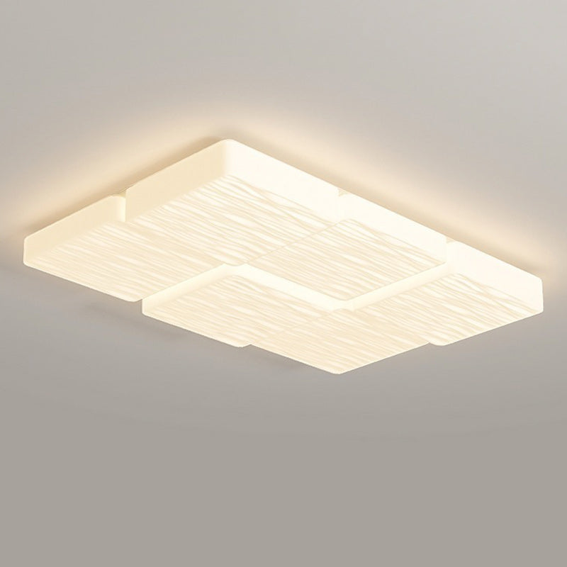 Modern Minimalist Rectangular Iron Plastic LED Flush Mount Ceiling Light For Bedroom