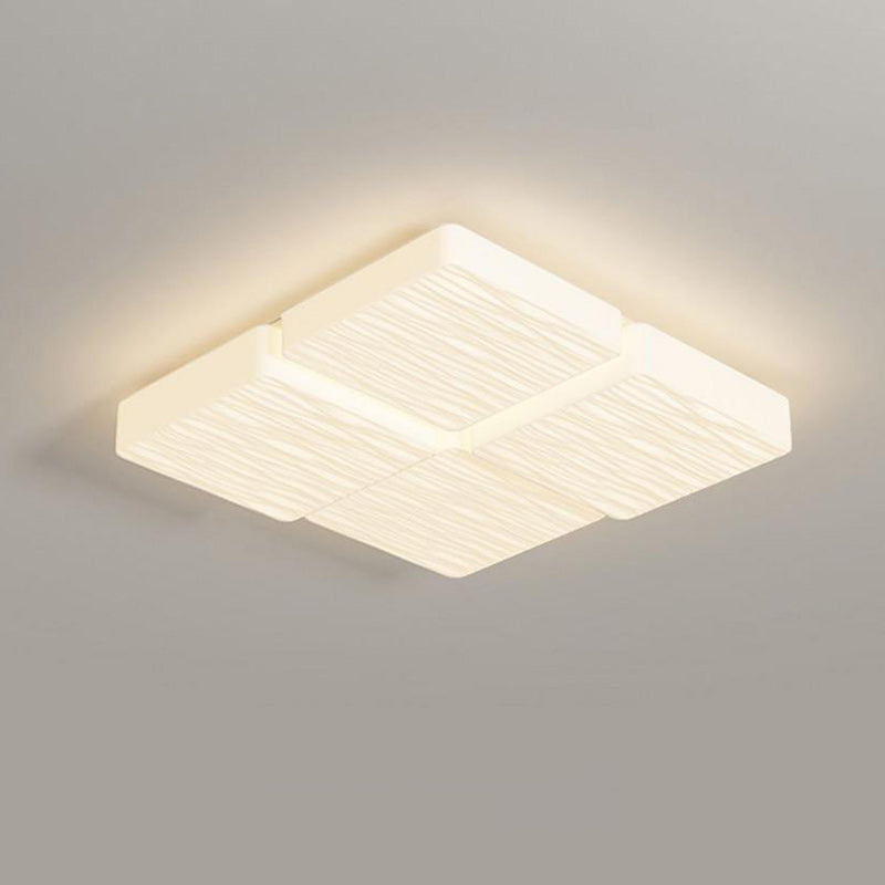 Modern Minimalist Rectangular Iron Plastic LED Flush Mount Ceiling Light For Bedroom