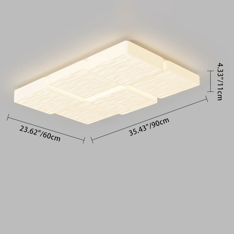 Modern Minimalist Rectangular Iron Plastic LED Flush Mount Ceiling Light For Bedroom