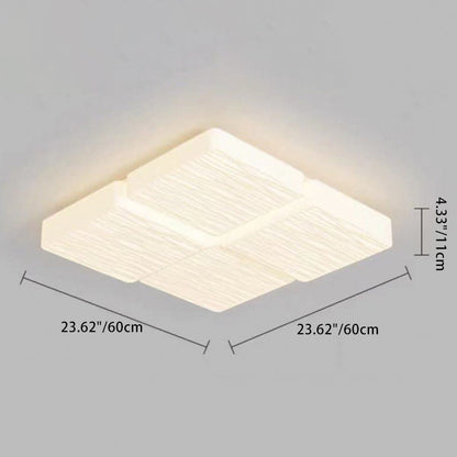 Modern Minimalist Rectangular Iron Plastic LED Flush Mount Ceiling Light For Bedroom