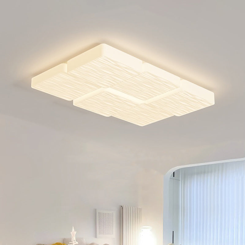 Modern Minimalist Rectangular Iron Plastic LED Flush Mount Ceiling Light For Bedroom